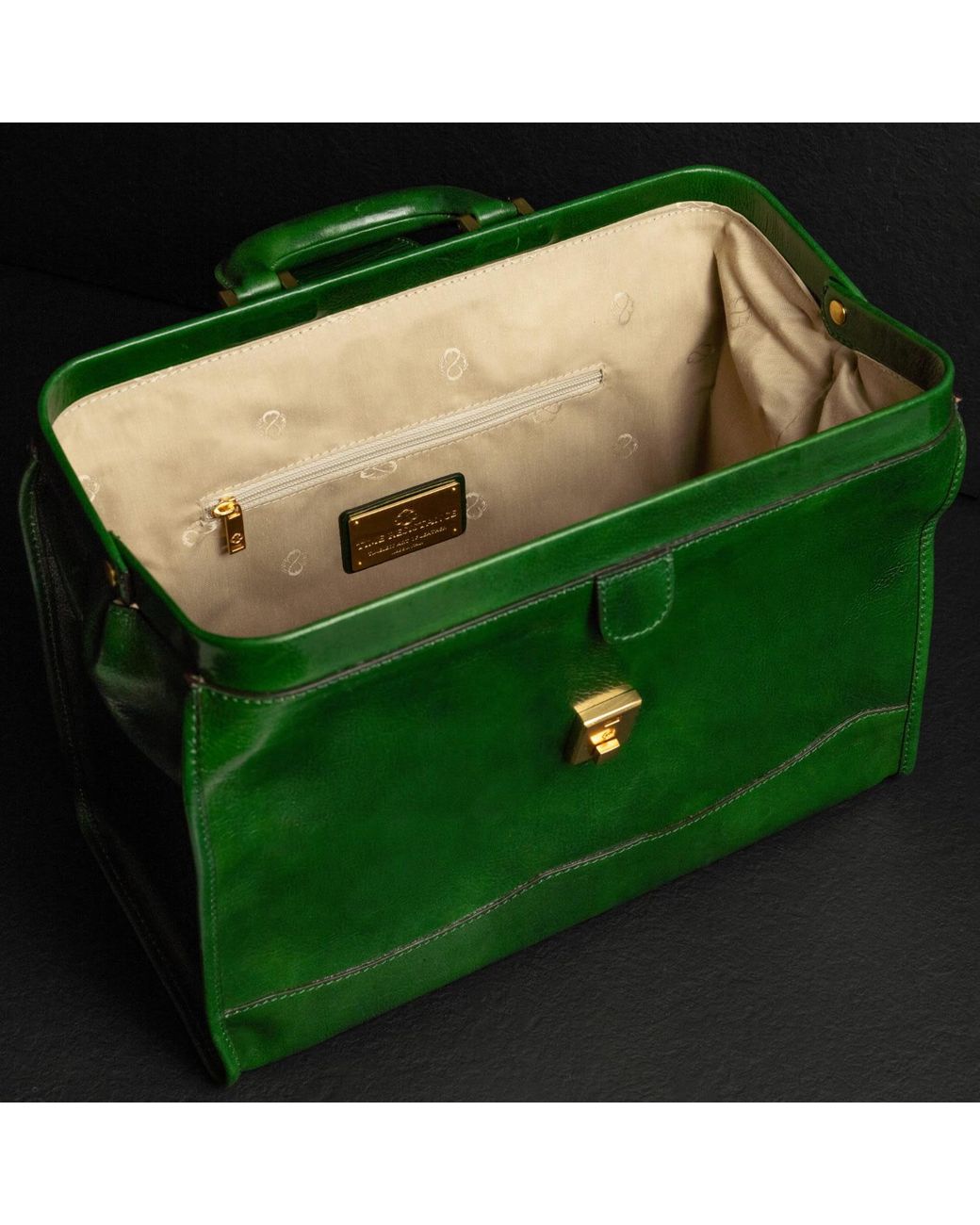 Time Resistance Green Small Leather Doctor Bag For