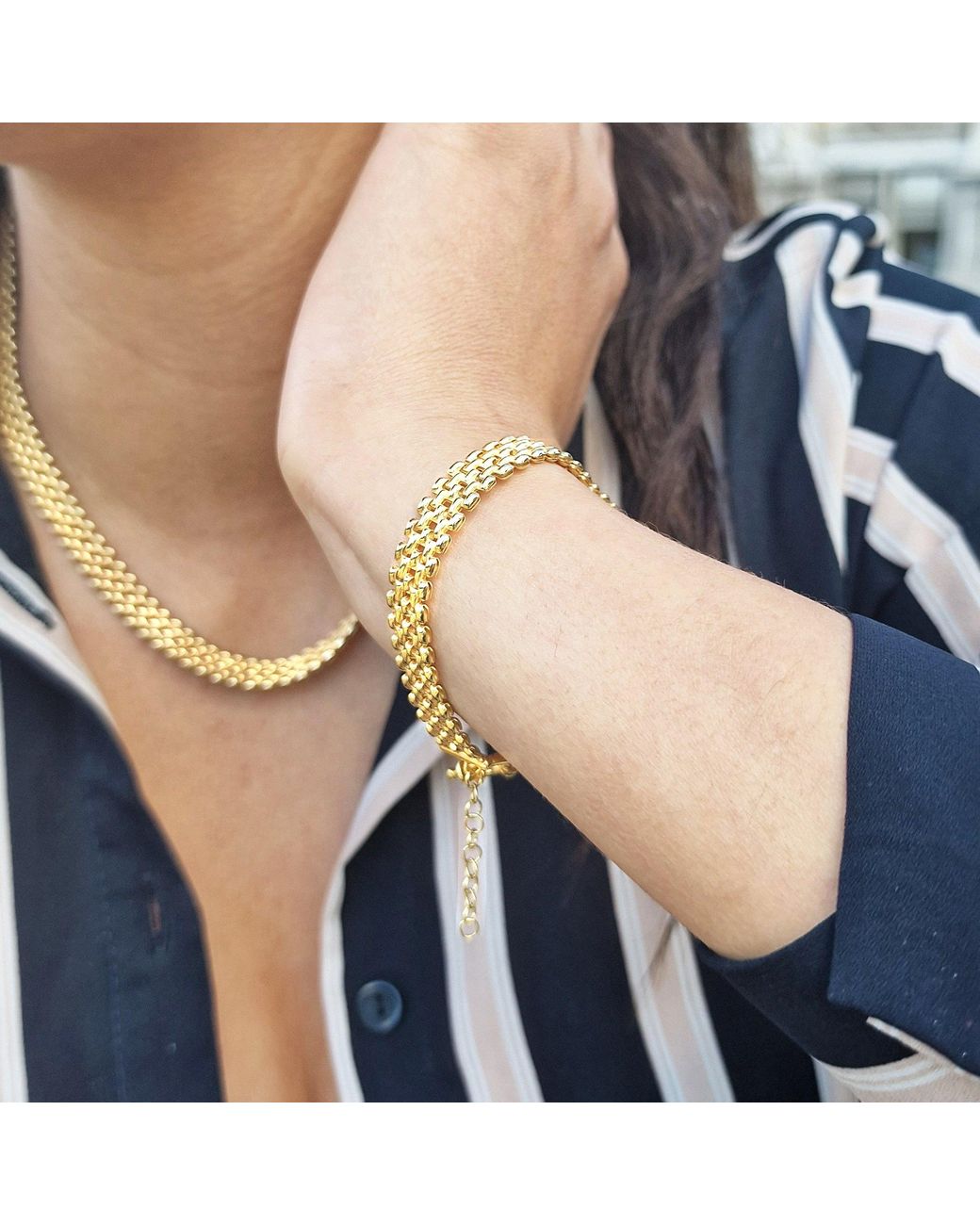 Sophelia Metallic Vermeil Luxury Woven Mesh Bracelet
