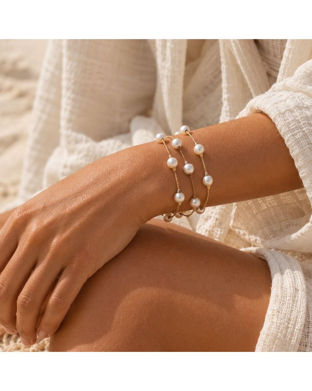 Lalinde Metallic Neutrals Pearl Wrap Necklace
