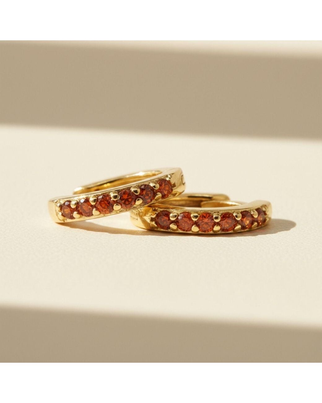 Sophelia Metallic Garnet January Birthstone Small Huggie Plated Hoop Earrings
