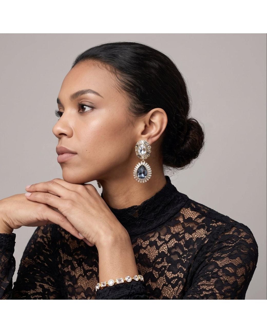 Uchi and Soto Metallic Hanabi Statement Stones Earrings