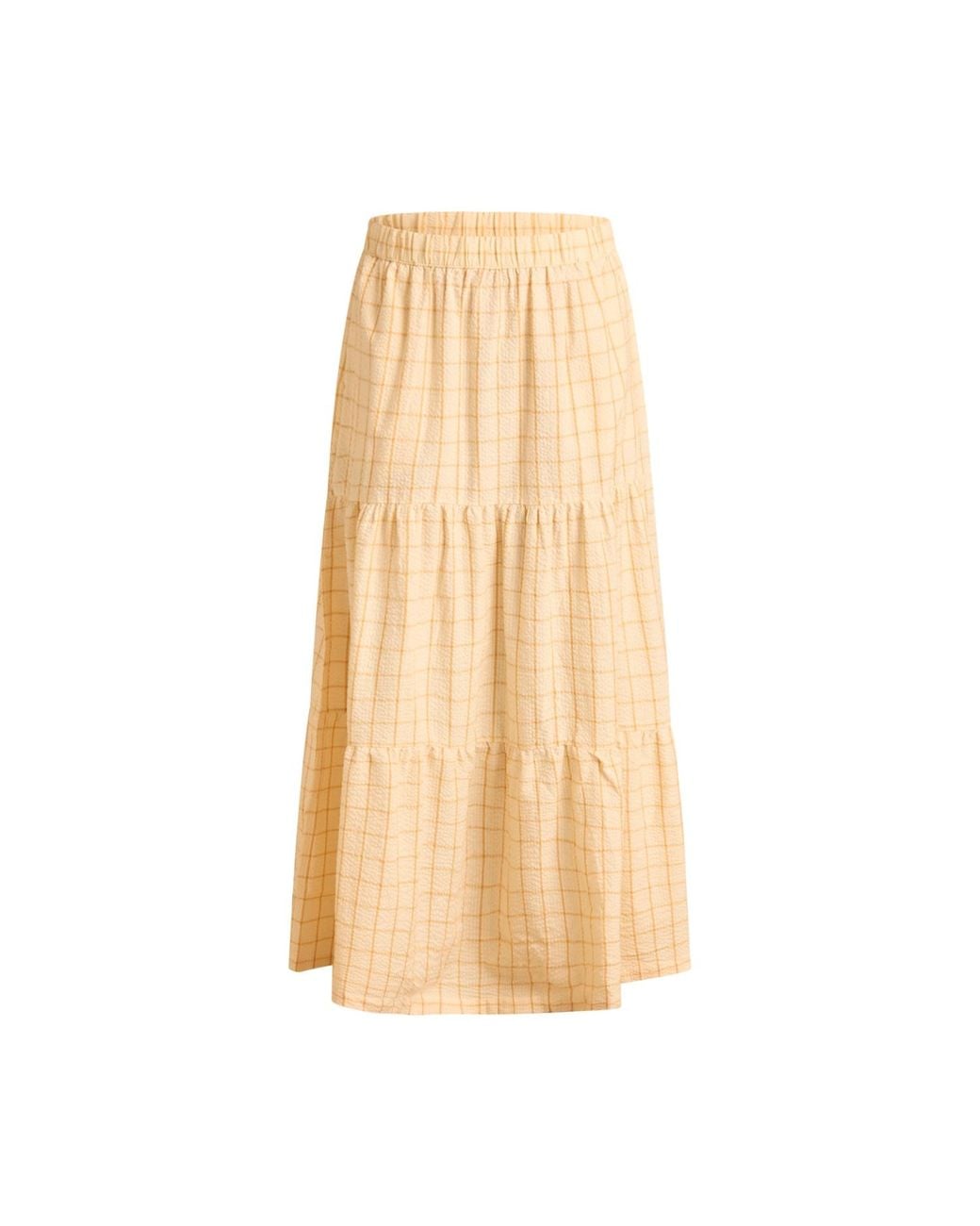 Known Supply Natural Neutrals Tiered Checkered Skirt