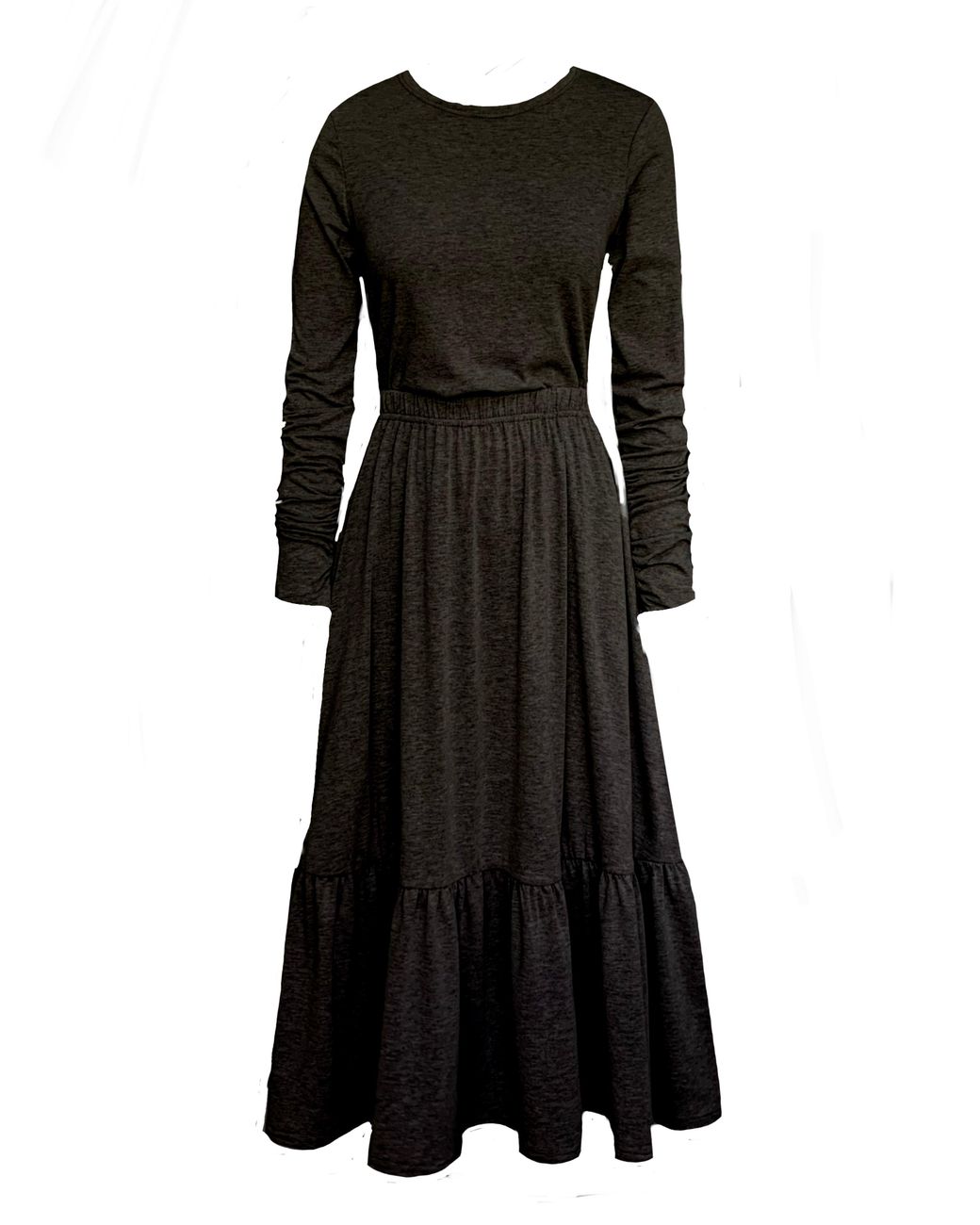 Frock Tales Black Boho Gathered Midi Skirt With Pockets