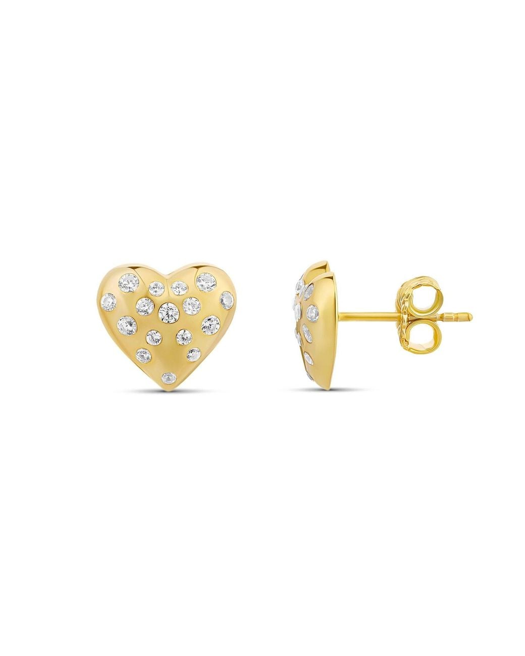 SHYMI Metallic Scattered Stones Puffy Heart Earrings