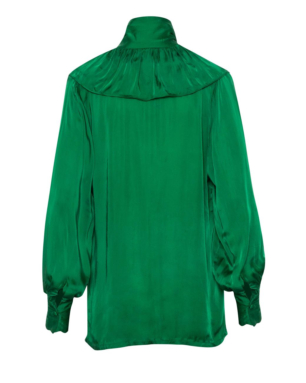 Carolina Benoit Green For Rose Vegan Silk Pussy Bow Top