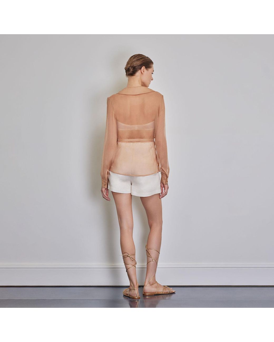 Anse Victorin Natural Neutrals Eva Silk Chiffon Blouse
