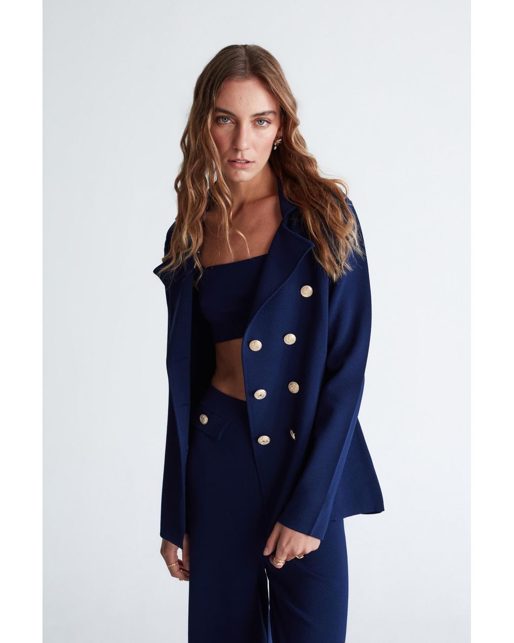Peraluna Blue Katherine Standard Cut Knit Blazer