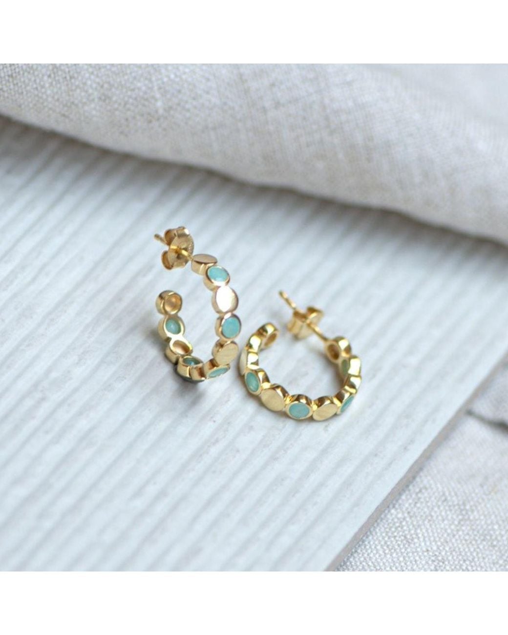 Auree Jewellery Metallic Ortigia Amazonite & Vermeil Disc Hoop Earrings