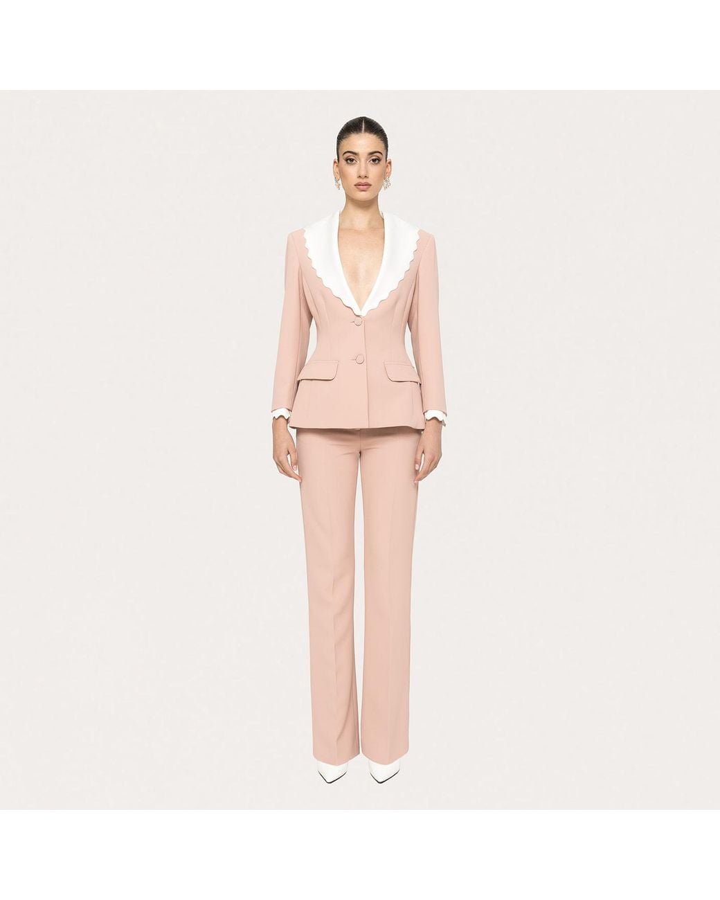 Nissa Pink Single-Breasted Fitted Blazer