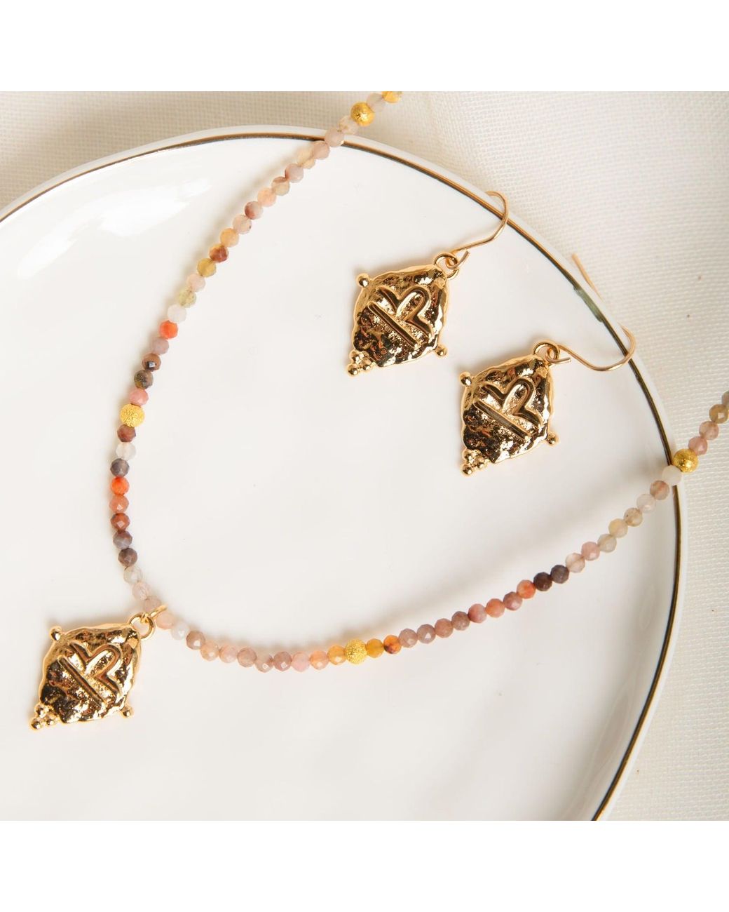 Seven Saints Metallic Libra Gemstone Choker Necklace, Multi-Colored Opal, Rhodium Plated