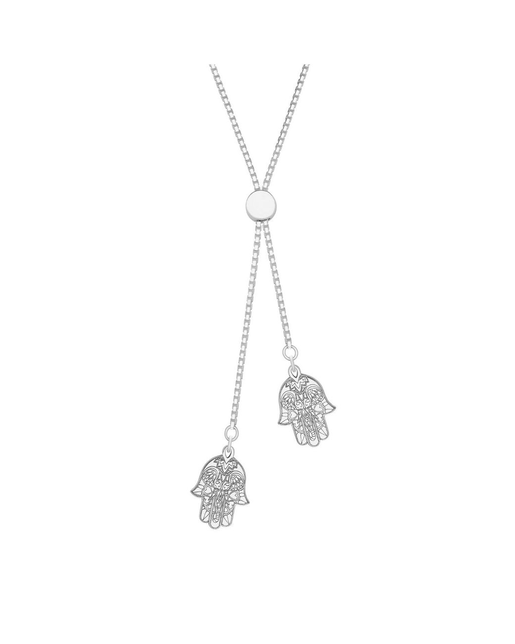 CarterGore Metallic Hamsa Hand Sterling Slider Necklace