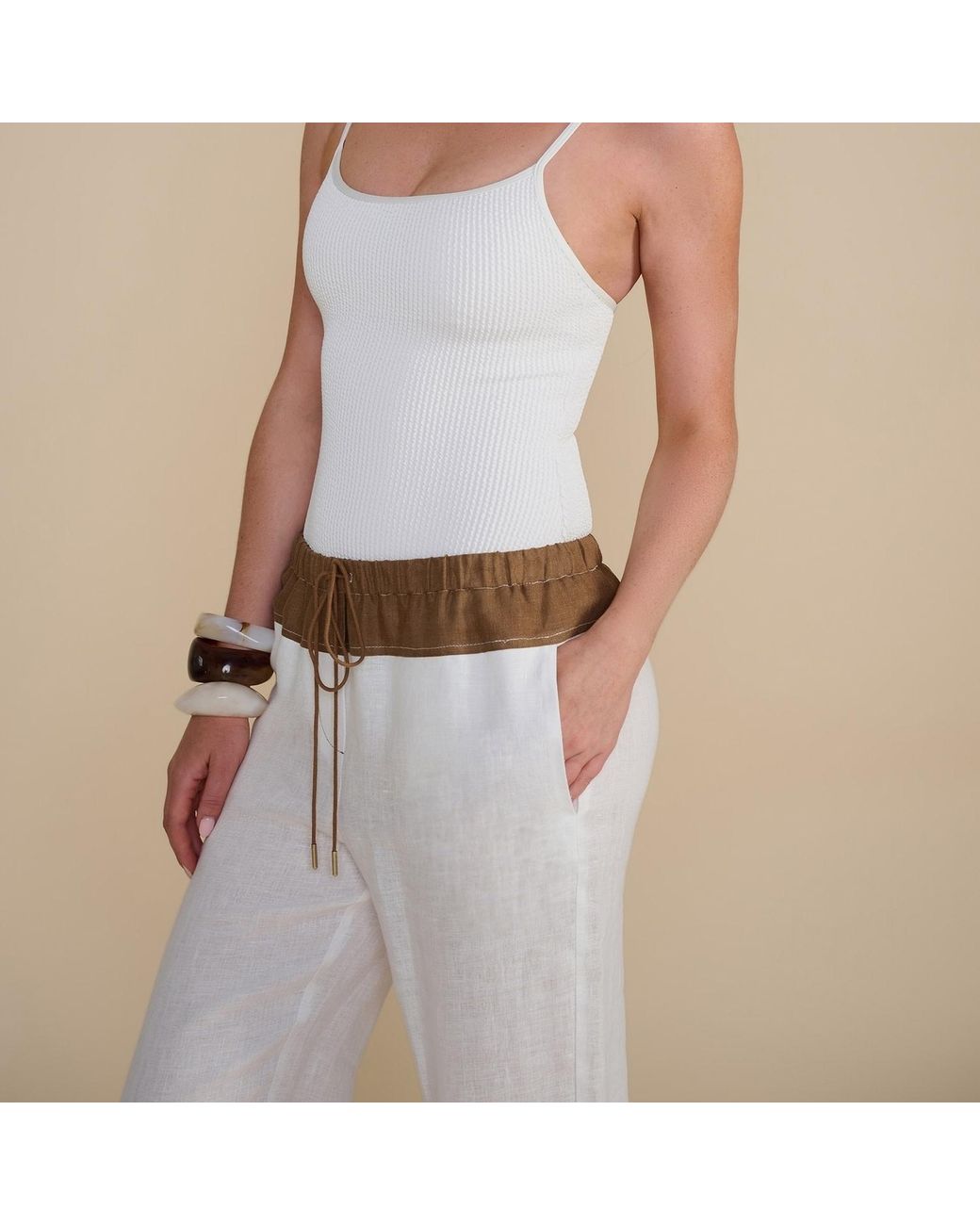 The Summer Edit Gray Tia Luxe Linen Trouser