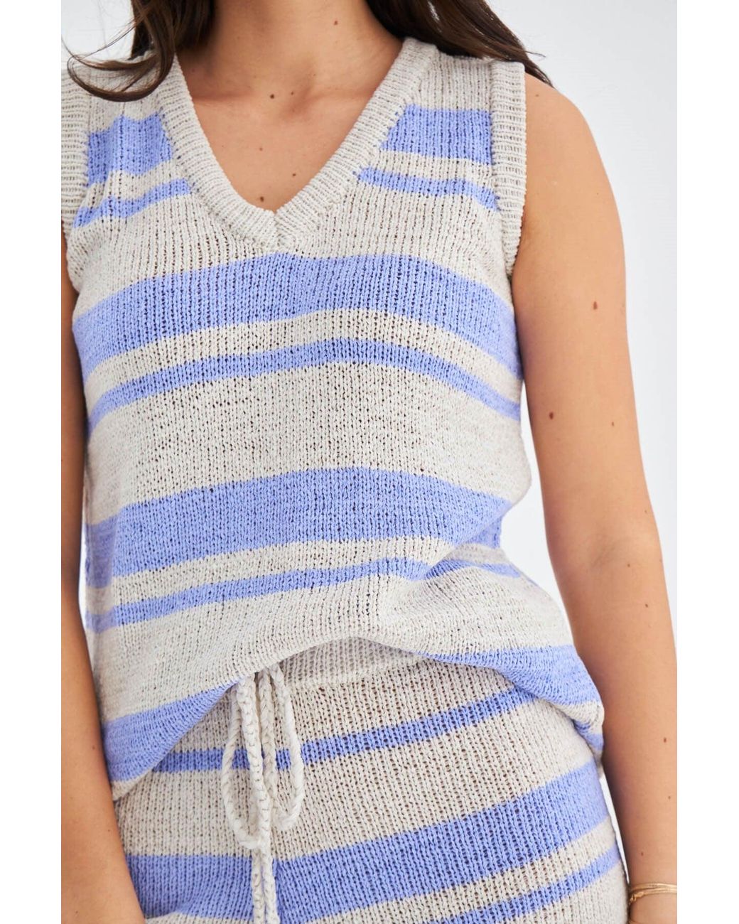 Peraluna Blue Laura Knitted Top & Shorts Matching Set