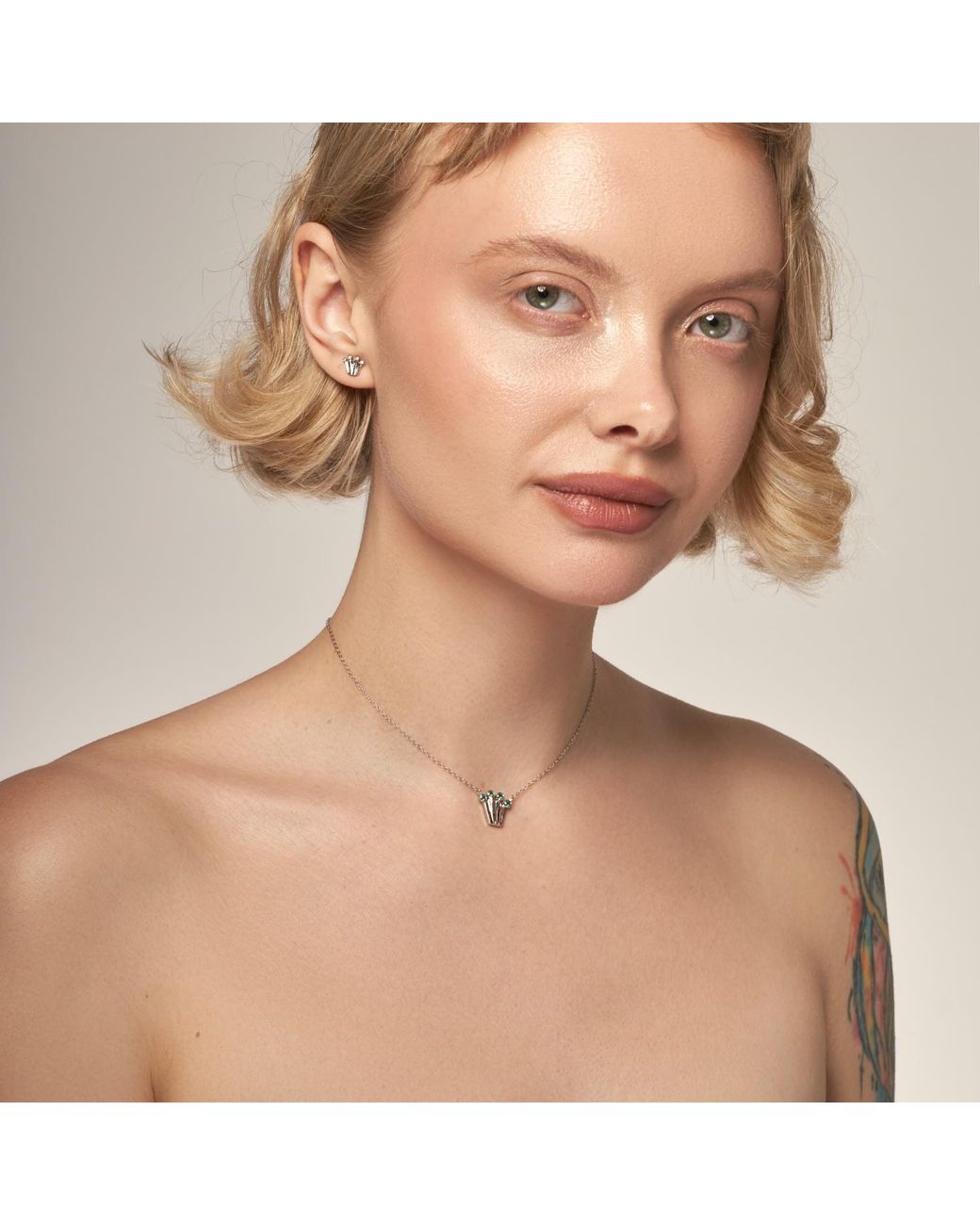 Pearl Code Metallic Crown Earrings With Diamonds