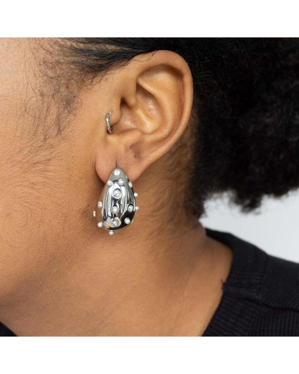 Superdivajewellery Black Teja Gemstone Pear Drop Earrings