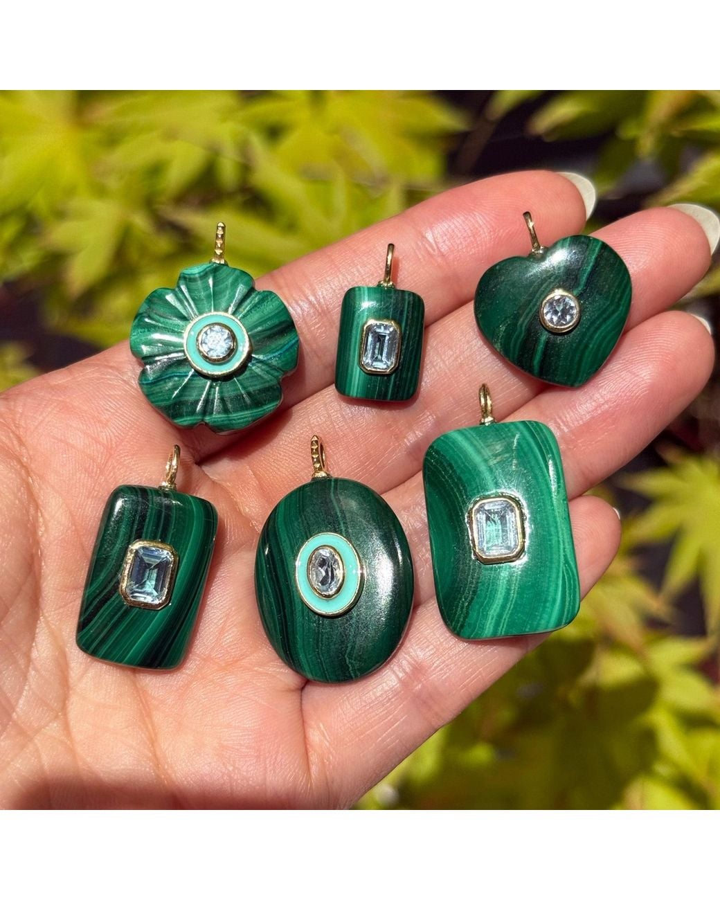 KAMARIA Green Malachite Gemstone Pendant With Topaz