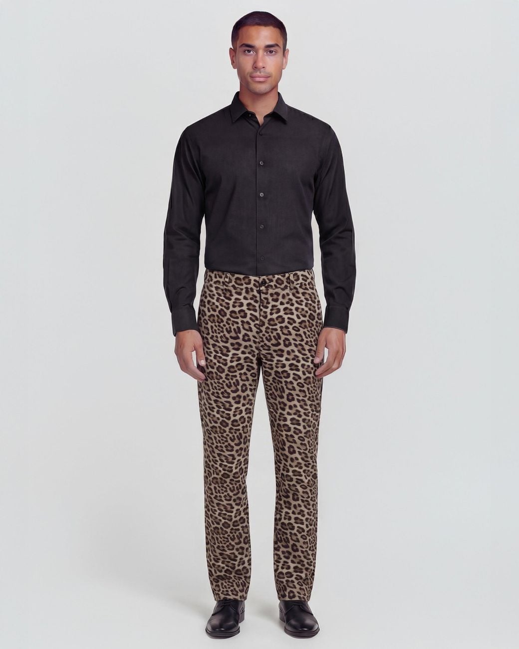 Lords of Harlech Brown Charles Leopard Tailored Pant for men