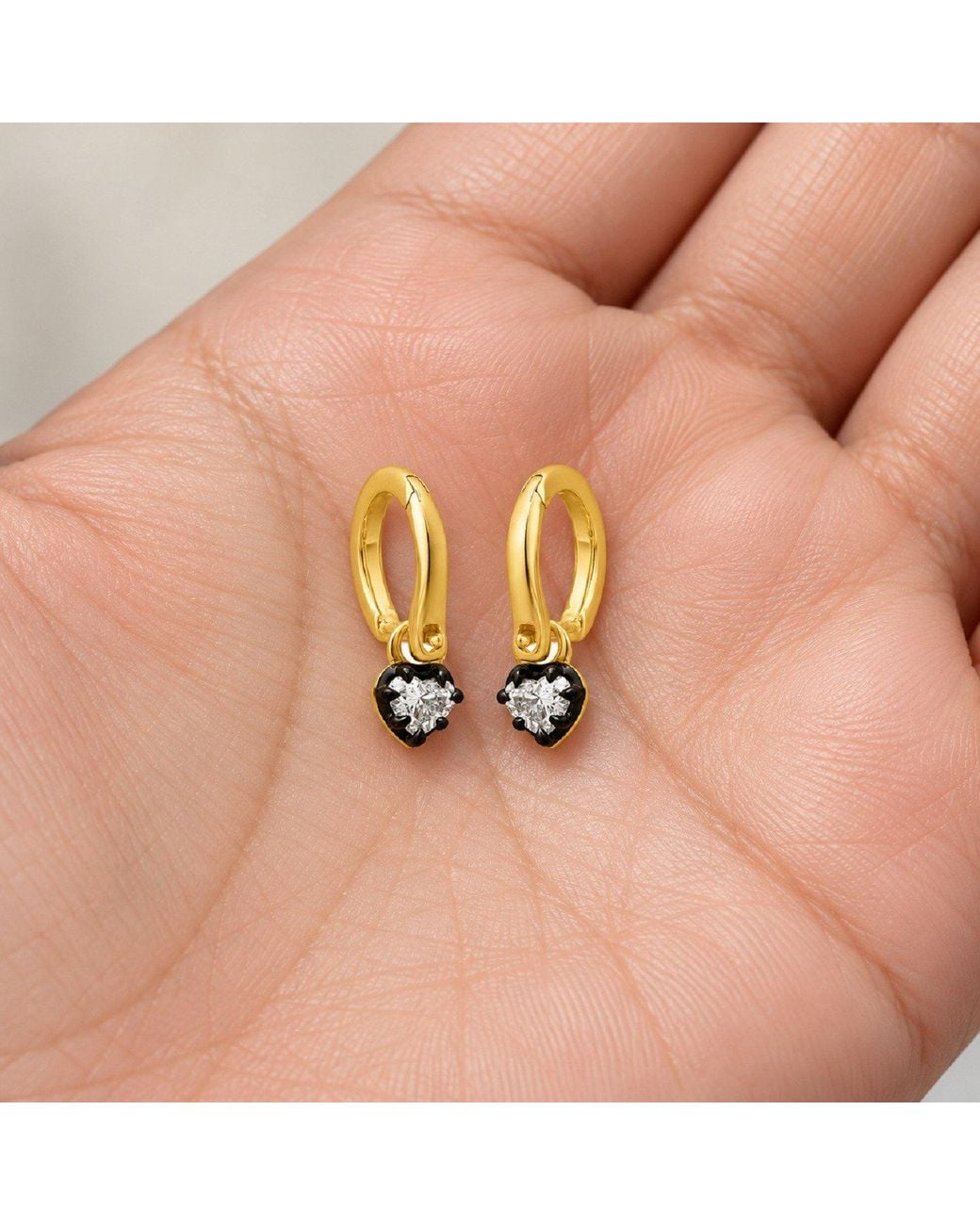 Artisan Metallic 14K Heart Diamond Drop Hoop Earrings