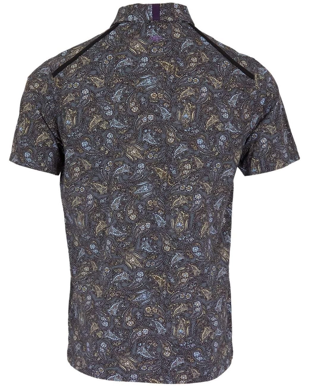 Lords of Harlech Gray Pietro Madrid Paisley Polo Shirt for men