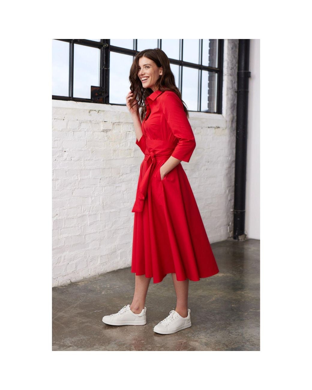 Marianna Déri Red Shirtdress With Tie Belt