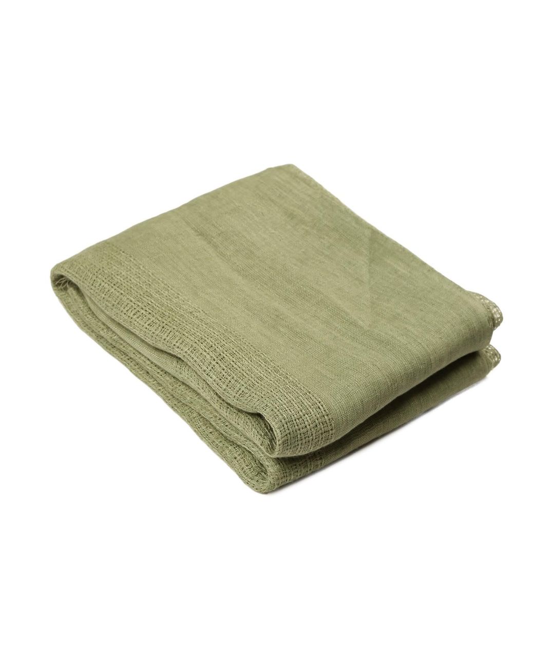 Heritagemoda Green Neutrals Handmade Light Khaki Linen Scarf