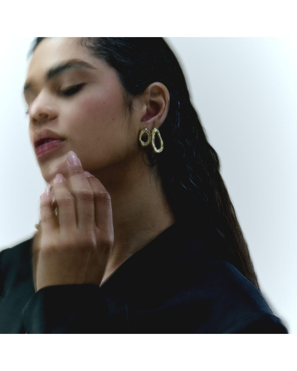 De Roms Metallic Molten Irregular Hoops Opposites Attract Earrings
