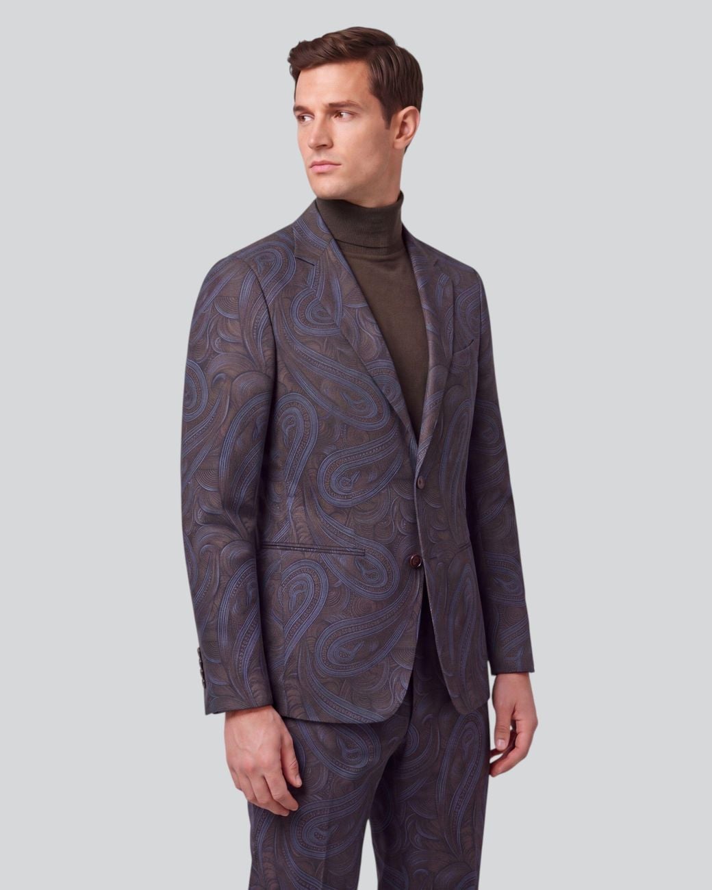 Lords of Harlech Blue Jaques Paisley Badalona Brownie Wool Blazer for men