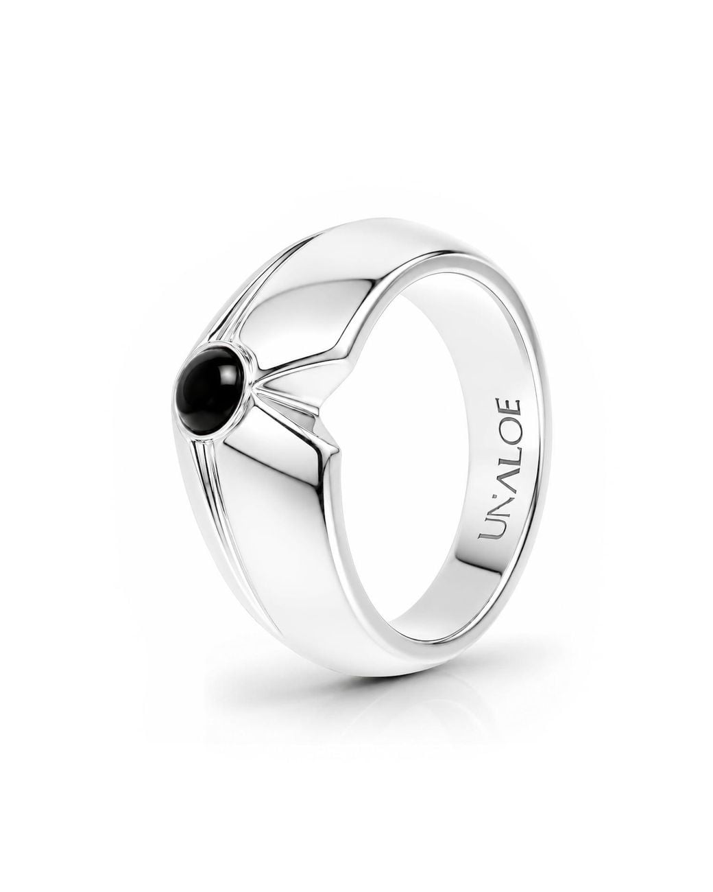 Unaloe White Onyx Geometric Statement Ring – Sterling