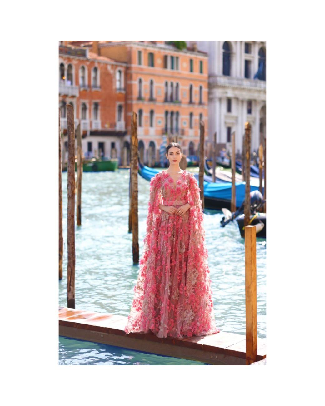 MATSOUR'I Red Dress Hortensia With Detachable Sleeves Maxi Coral