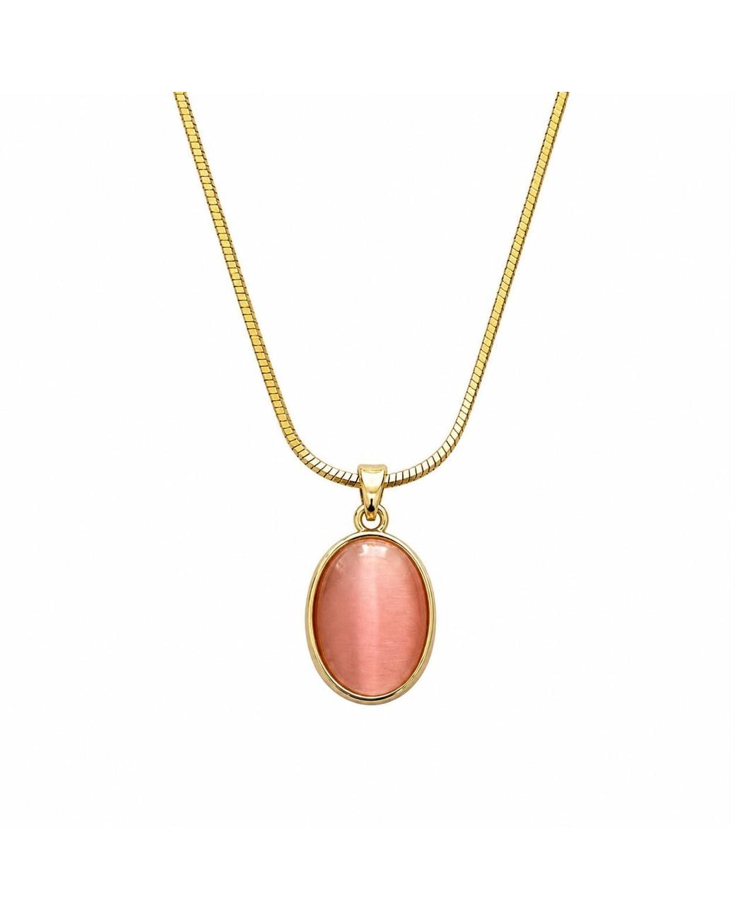 By Ozge Metallic Cat's Eye Plated Long Necklace