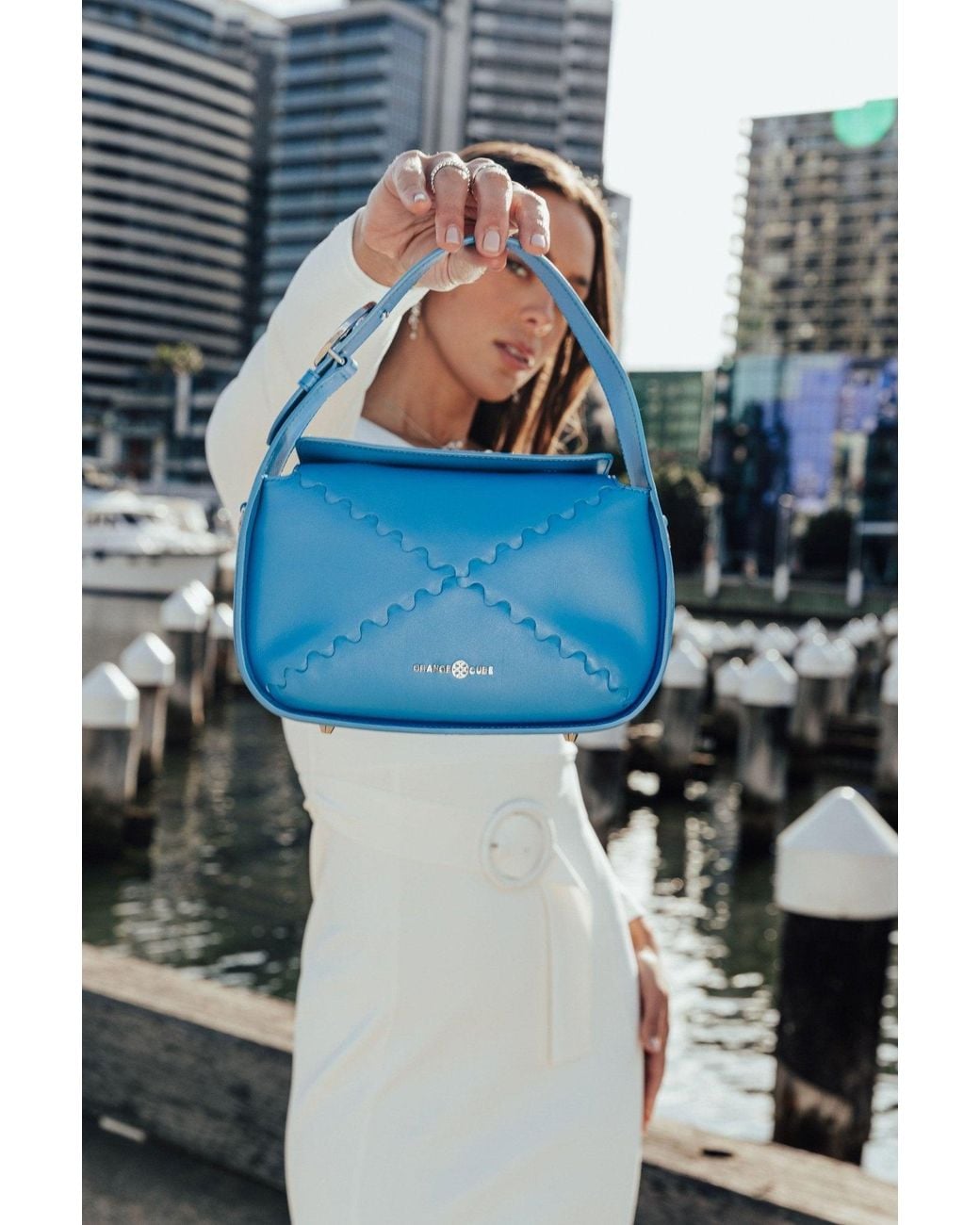 Orange Cube Blue Classic Mosaic Box Bag
