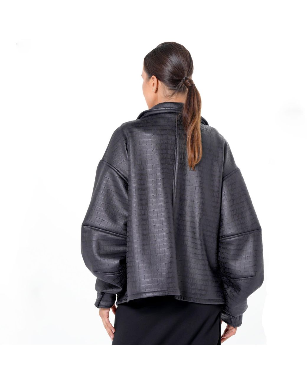 Metamorph Blue Oversized Croc-Effect Jacket
