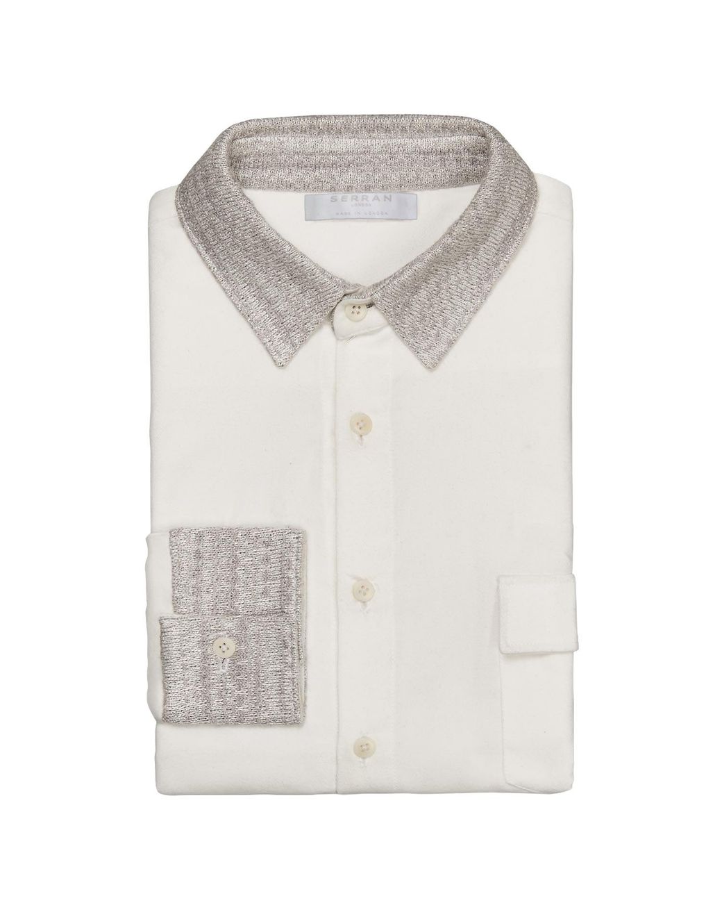 SEREN LONDON White Knit Collar Shirt for men