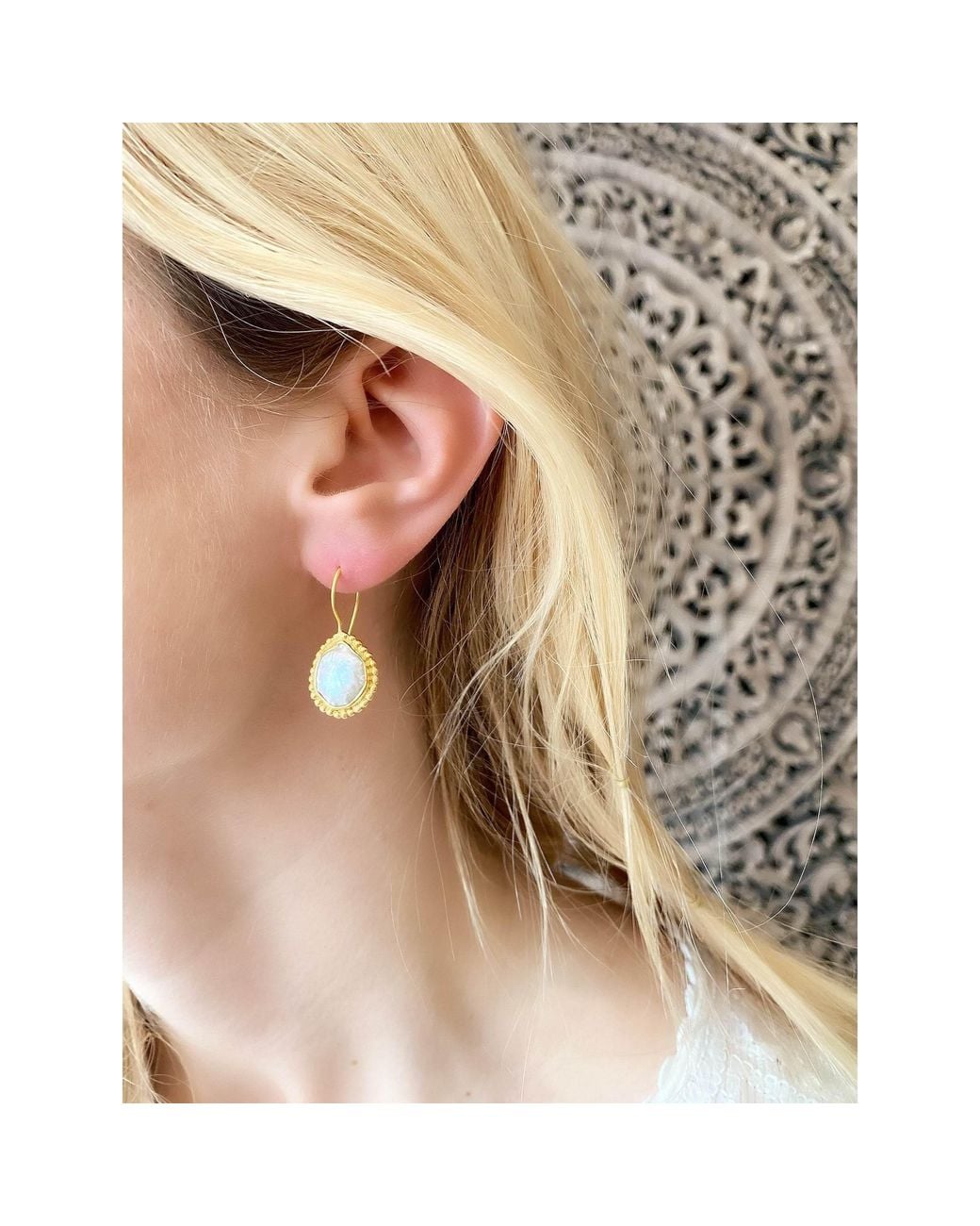 Opium Jewels Metallic Freshwater Pearl Earrings With Edging