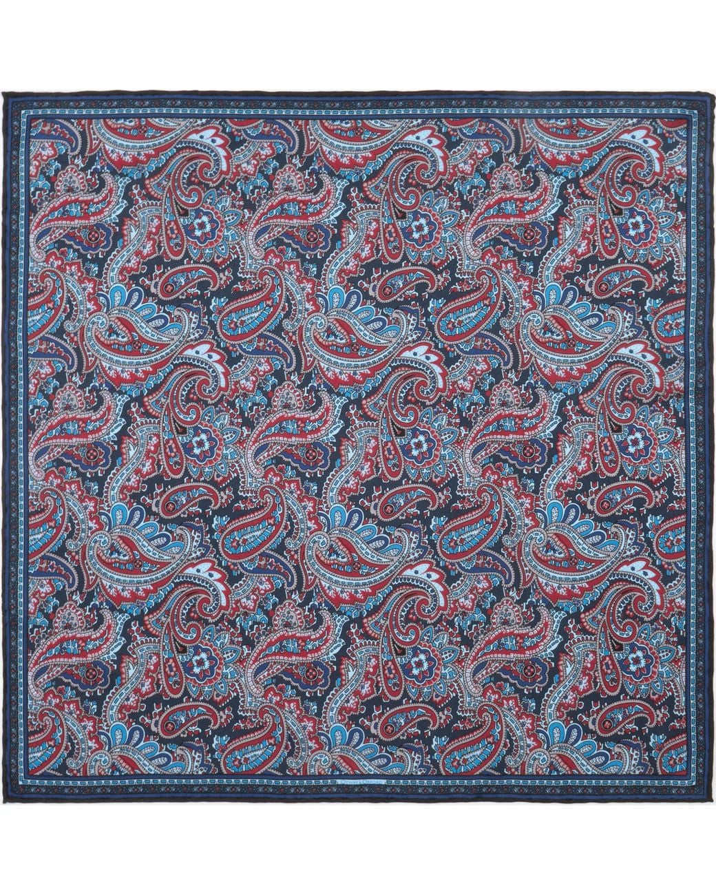 Otway & Orford Blue 'Cypress' Paisley Silk Pocket Square for men