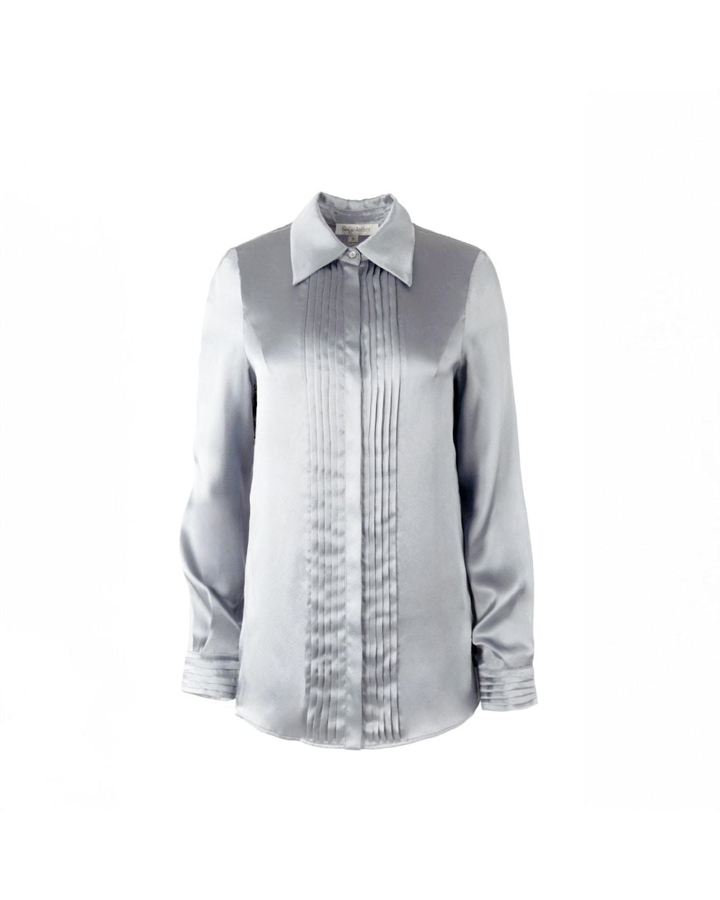 Solgo Atelier Gray Solgo Pleated Silk Charmeuse Shirt