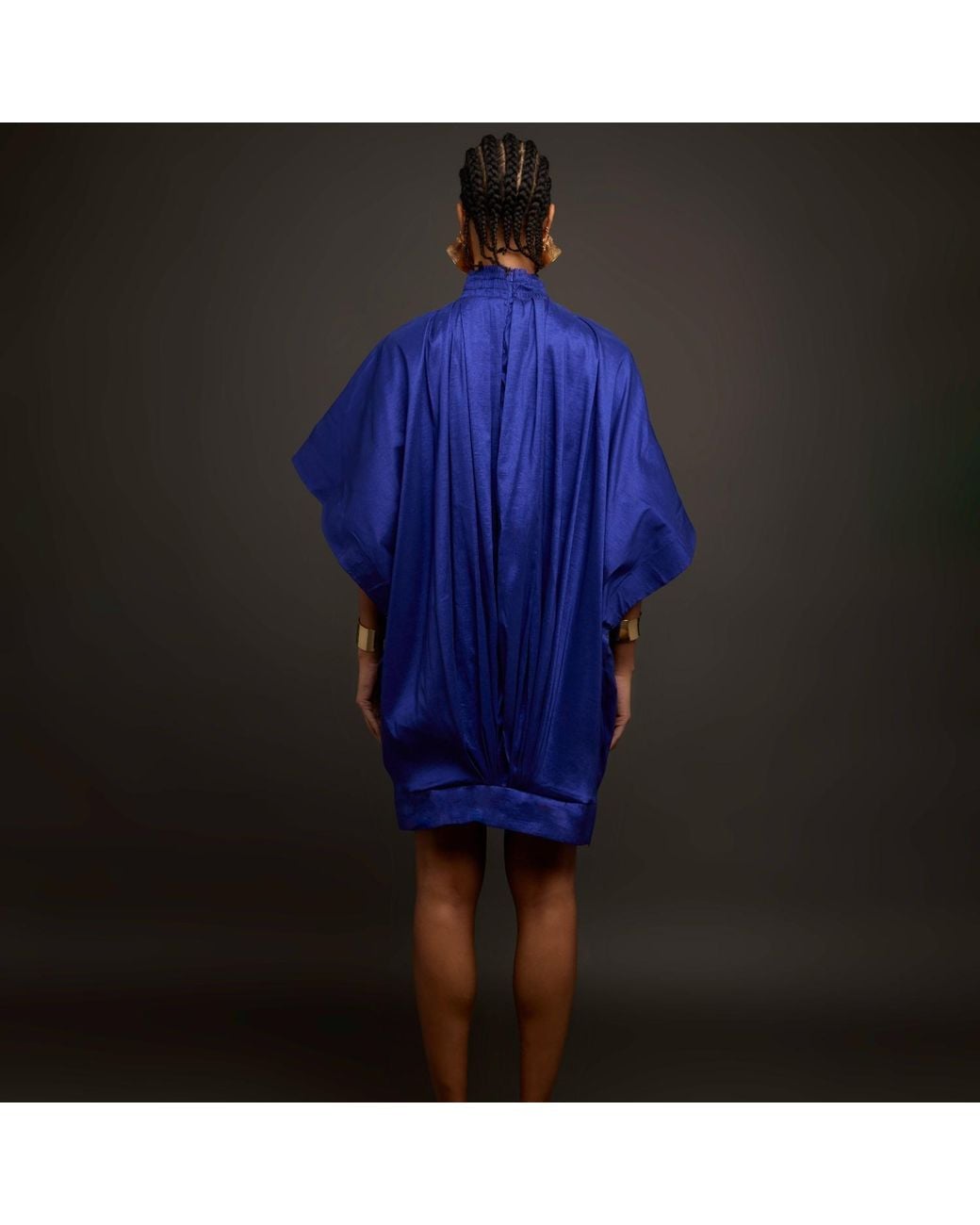 Chuks Collins Blue Tola Batwing Sleeve Dress