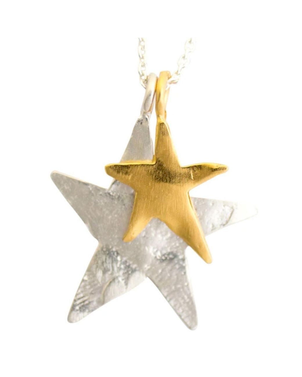 Karen Hallam Metallic Ziggy Double Star Charm Necklace