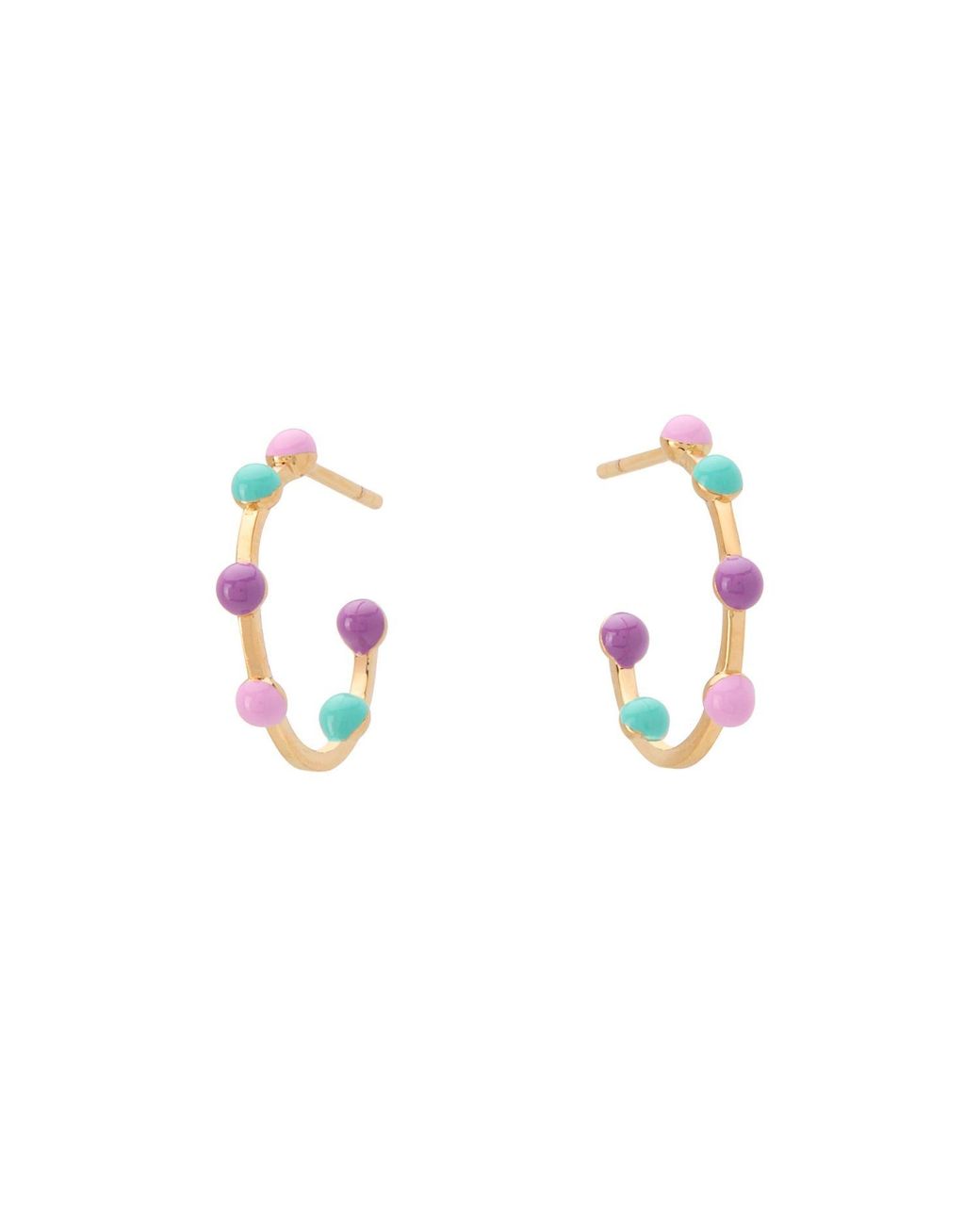 Dolcetto Designs Pink Bolla Hoop Earrings Vermeil And Enamel