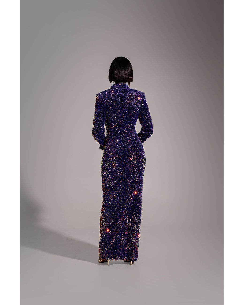 Ofuure Blue Kali Keyhole Sequin Maxi Dress
