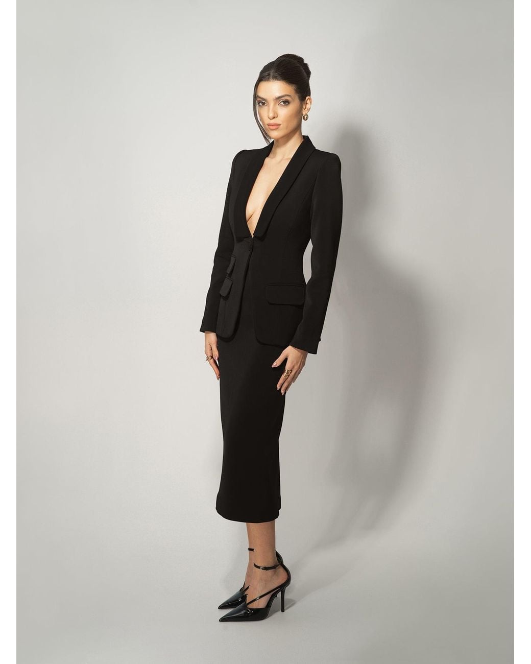 Tia Dorraine Black Vision Tailored Blazer & Skirt Suit