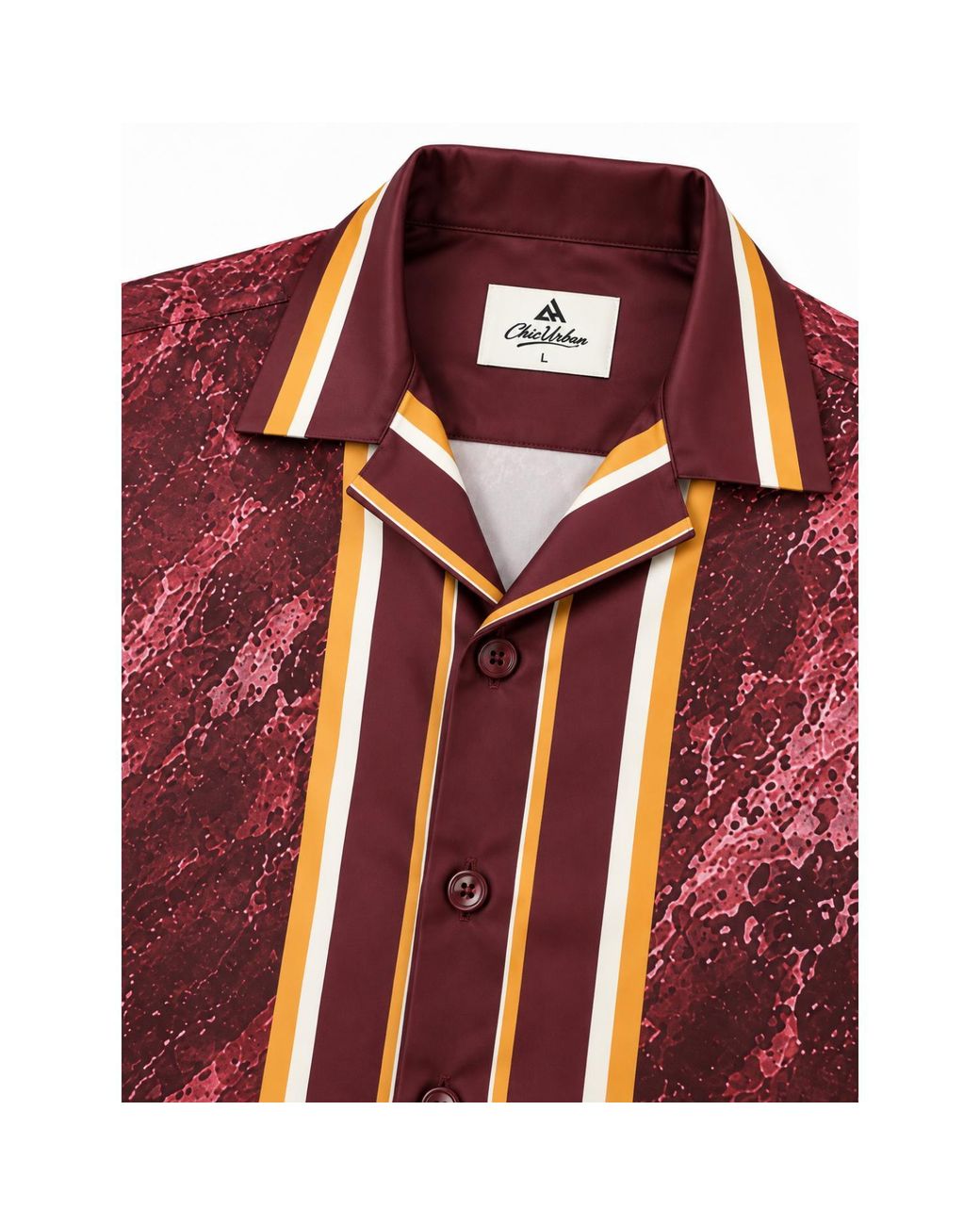 Chic Urban Red Velouris Cuban Collar Shirt for men