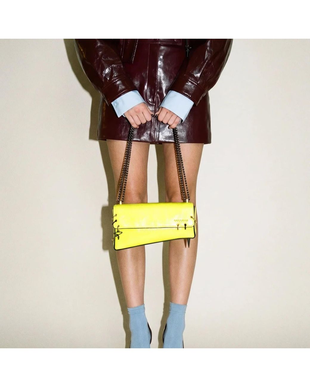 Pimpinicchio New York Yellow Asymmetrical Chain Bag