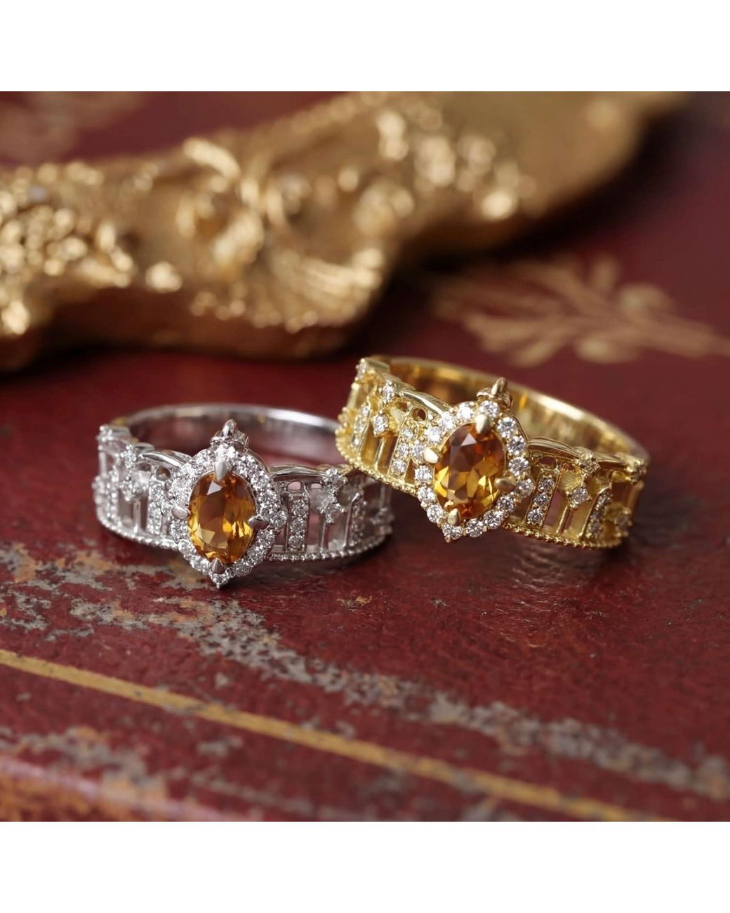 Azura Jewelry New York Metallic The Alhambra Arcade Citrine Ring Vermeil