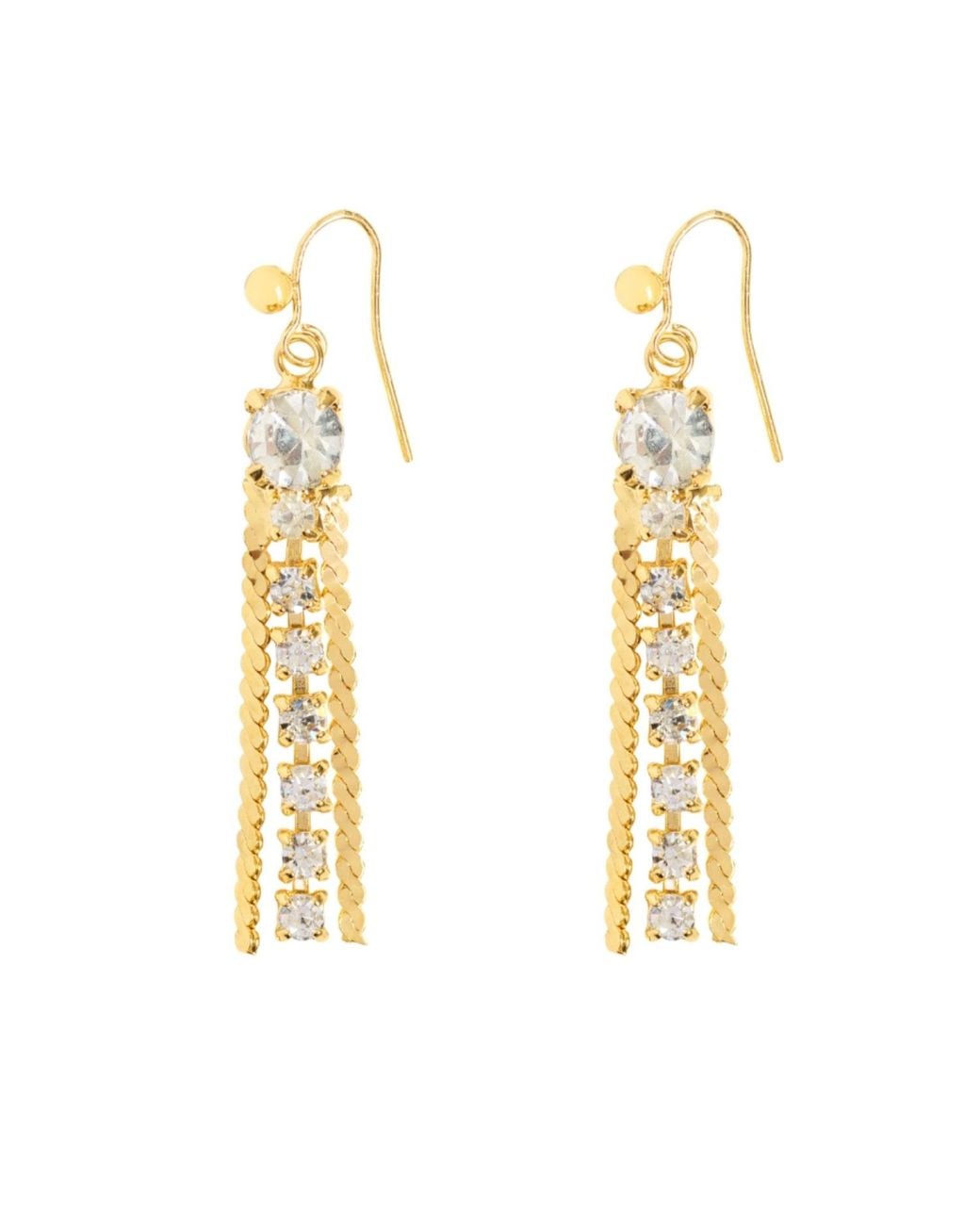 Caramel Vintage Jewellery Metallic Crystal Tassel Earrings