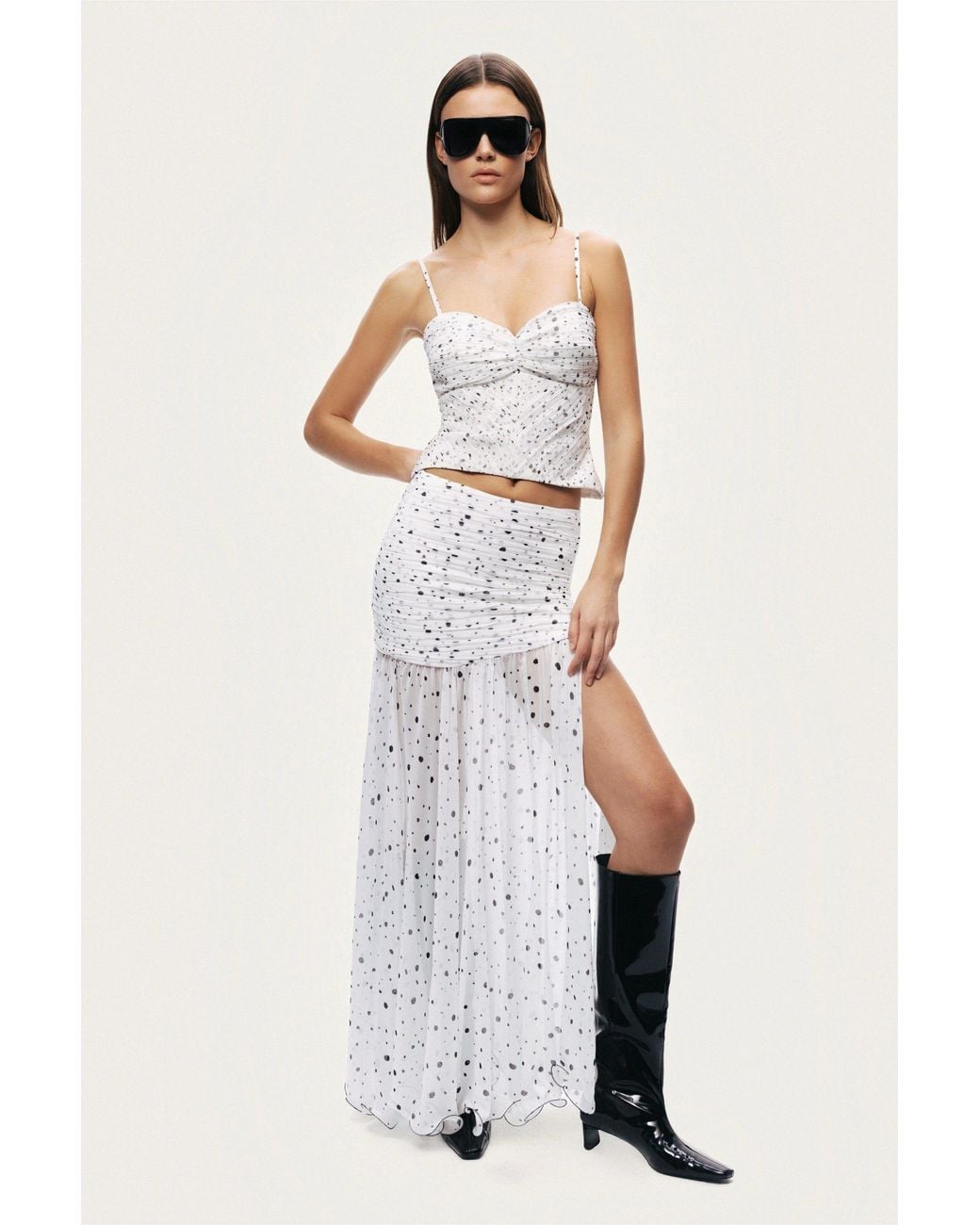 Nocturne White Printed Chiffon Bustier