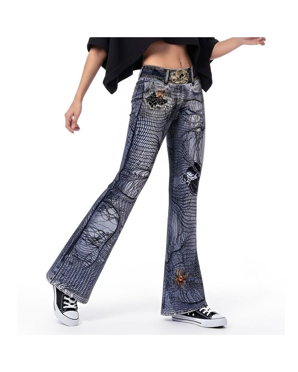 Ipng Design Blue Halloween Bell Bottom Pants