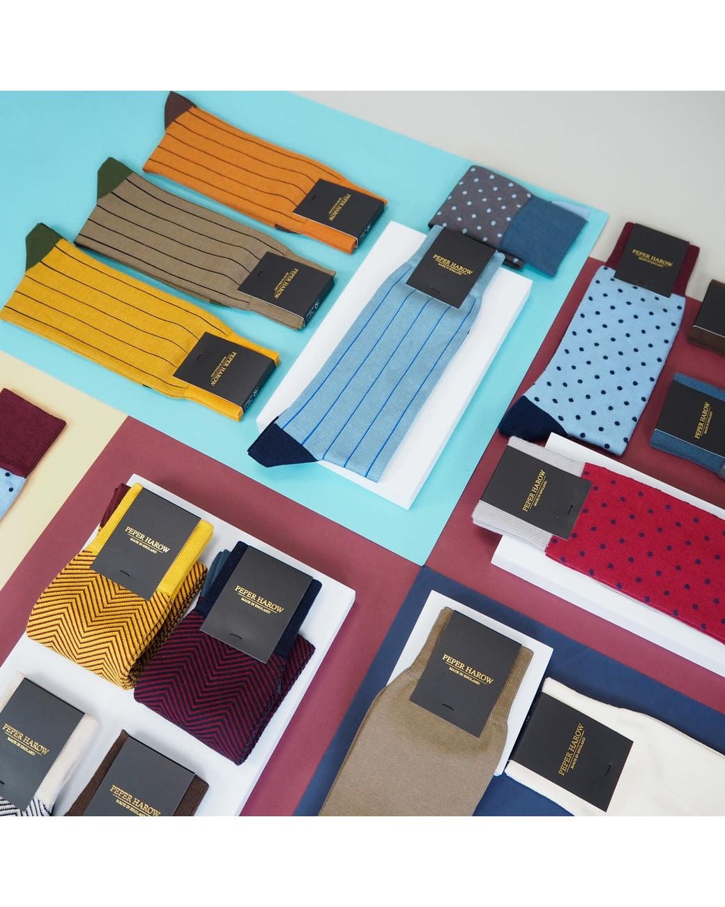 Peper Harow - Made in England Blue Pin Stripe Socks Bundle – Autumn for men