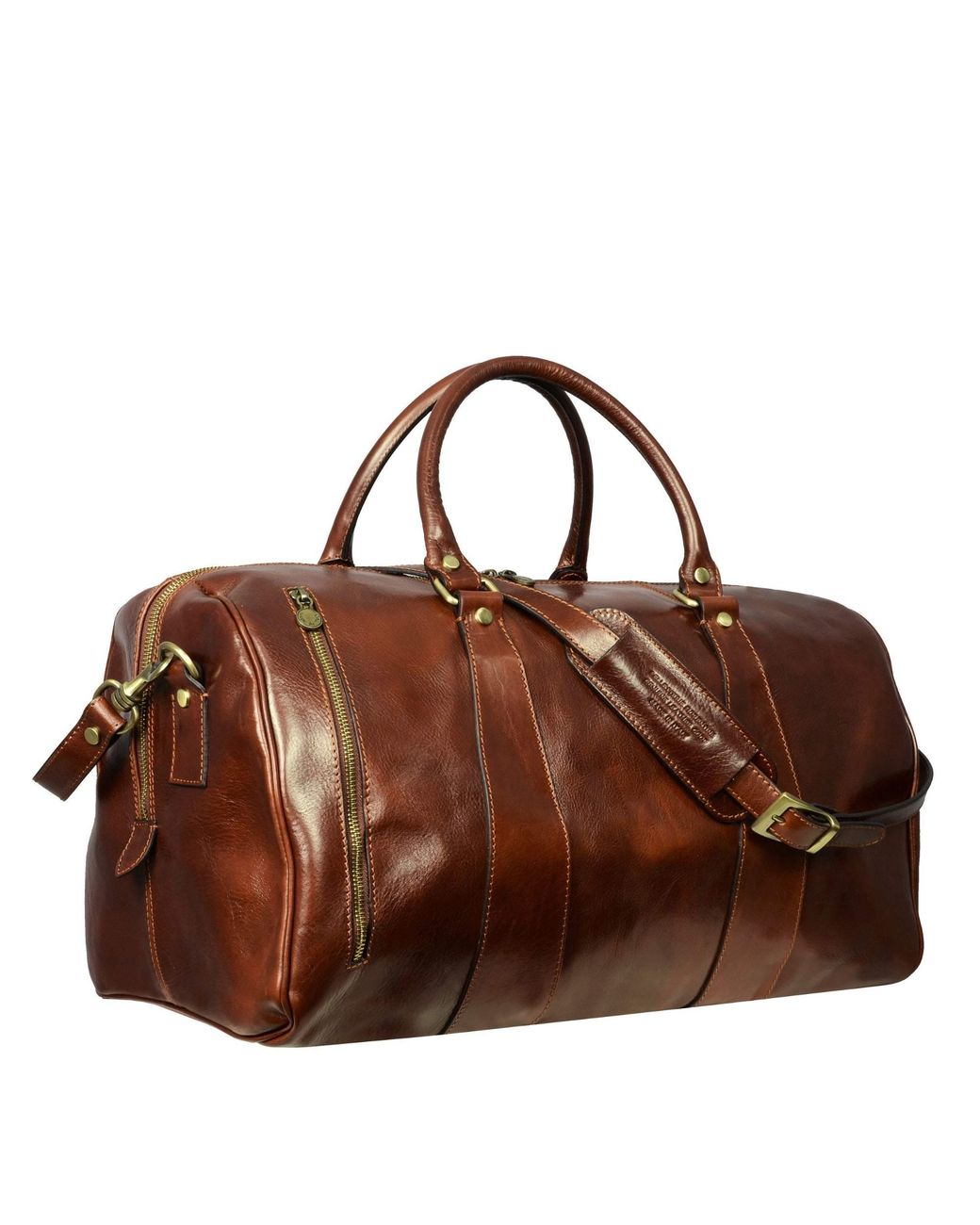 Time Resistance Brown Leather Duffel Bag for men