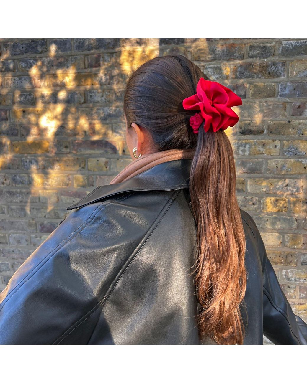 Sylk Red Flower Applique Hair Tie